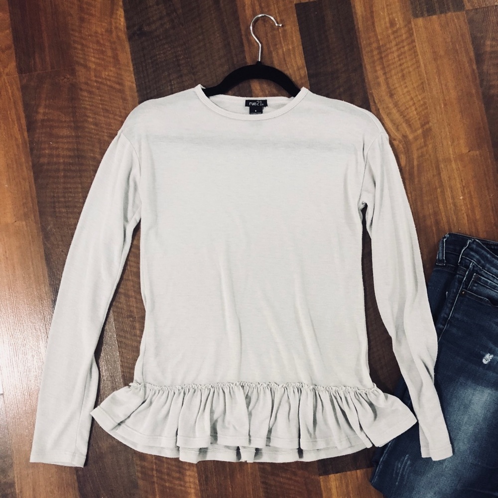 Light Grey Ruffle Shirt